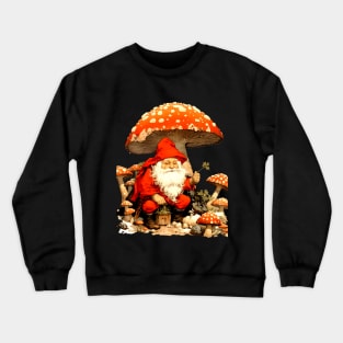 Santa: Santa is a Mushroom (Amanita Muscaria Mushroom) on a dark (Knocked Out) background Crewneck Sweatshirt